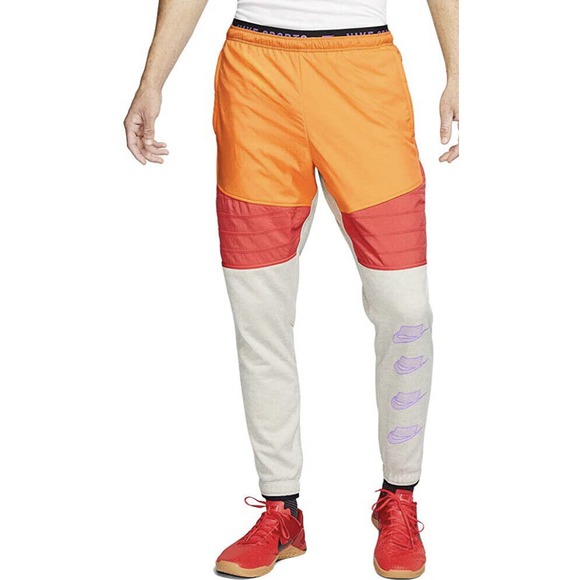 Nike Mens Therma Fleece Orange Gray Training Jogger Sweat Pants Small BV4523-050 - Picture 1 of 5
